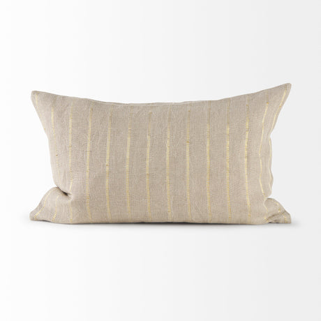 Danika 13.0L x 21.0W x 0.2H Beige and Gold Fabric Decorative Pillow Cover from Mercana - Luna Furniture