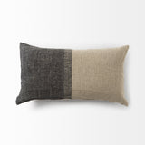 Isolde 14L x 26W Beige and Black Fabric Color Blocked Decorative Pillow Cover from Mercana - Luna Furniture