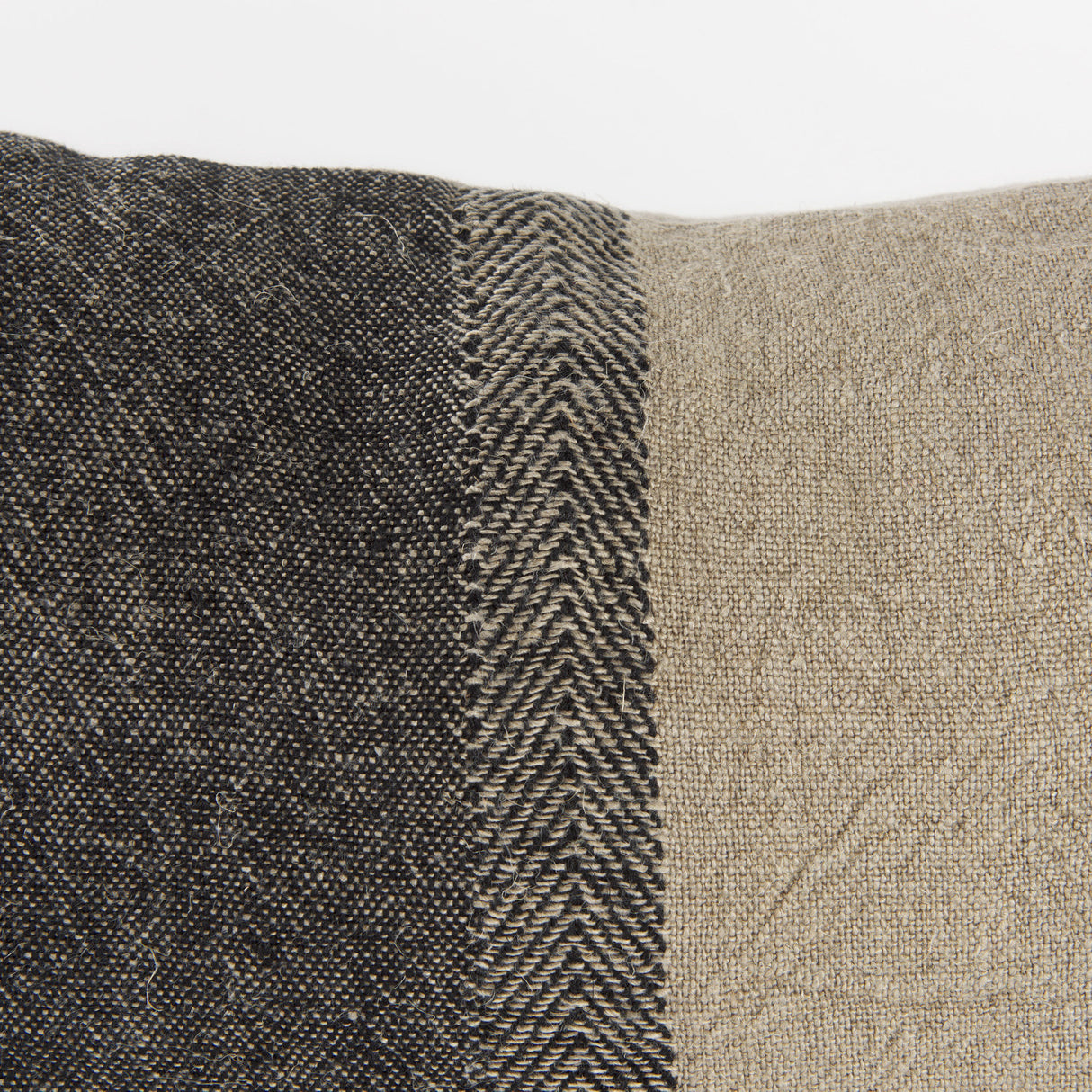 Isolde 14L x 26W Beige and Black Fabric Color Blocked Decorative Pillow Cover from Mercana - Luna Furniture