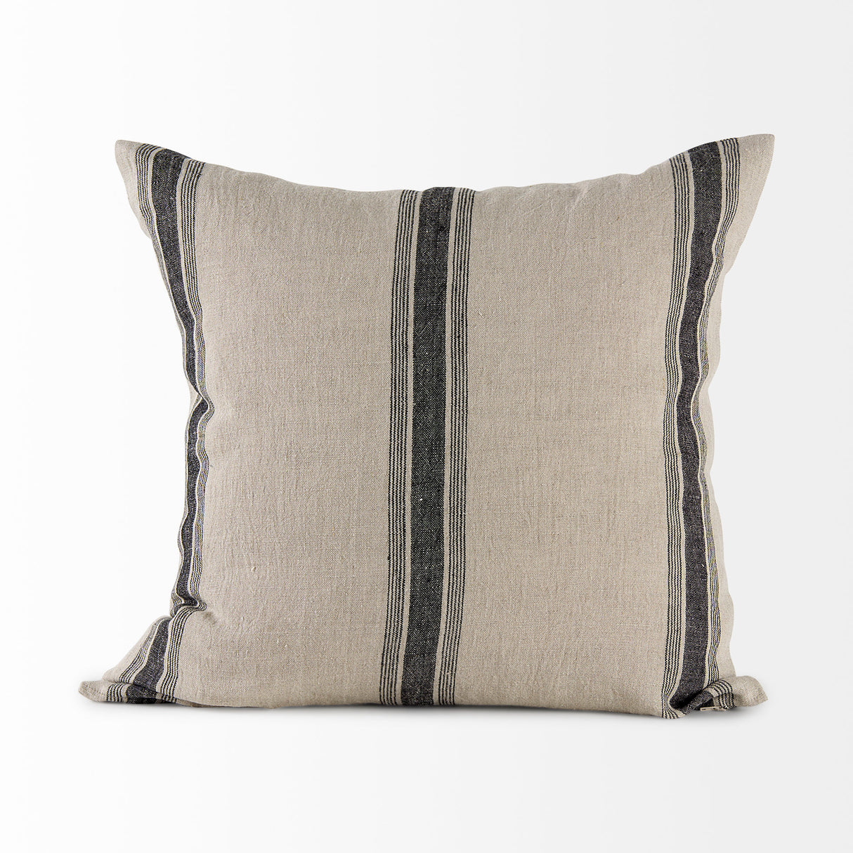 Hattie 20L x 20W Beige and Black Fabric Striped Decorative Pillow Cover from Mercana - Luna Furniture