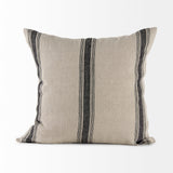 Hattie 20L x 20W Beige and Black Fabric Striped Decorative Pillow Cover from Mercana - Luna Furniture