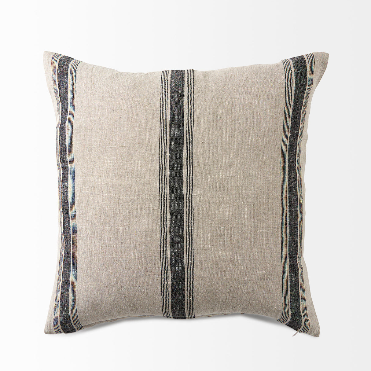 Hattie 20L x 20W Beige and Black Fabric Striped Decorative Pillow Cover from Mercana - Luna Furniture