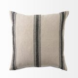 Hattie 20L x 20W Beige and Black Fabric Striped Decorative Pillow Cover from Mercana - Luna Furniture