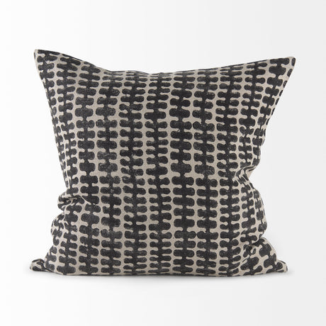 Miriam 18L x 18W Beige and Black Fabric Patterned Decorative Pillow Cover from Mercana - Luna Furniture