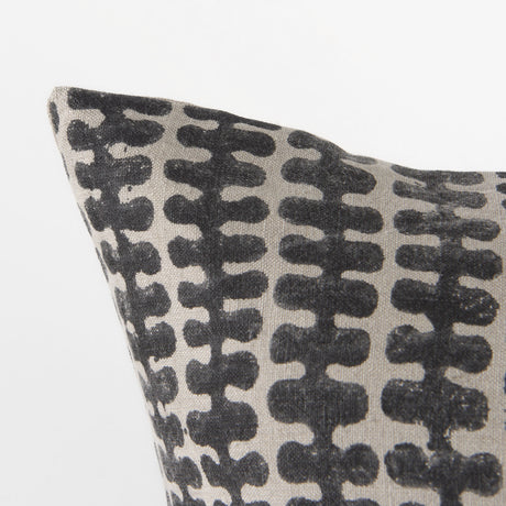 Miriam 18L x 18W Beige and Black Fabric Patterned Decorative Pillow Cover from Mercana - Luna Furniture