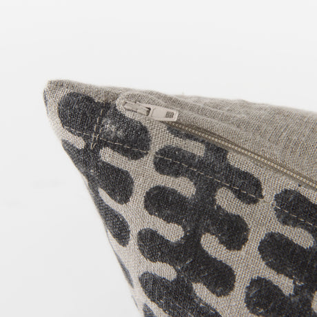 Miriam 18L x 18W Beige and Black Fabric Patterned Decorative Pillow Cover from Mercana - Luna Furniture
