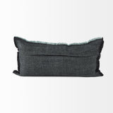 Malia 14L x 26W Black and Teal Fabric Fringed Decorative Pillow Cover from Mercana - Luna Furniture