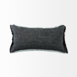 Malia 14L x 26W Black and Teal Fabric Fringed Decorative Pillow Cover from Mercana - Luna Furniture