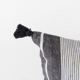 Kimia 14L x 26W White and Black Fabric Herringbone and Fringed Decorative Pillow Cover from Mercana - Luna Furniture