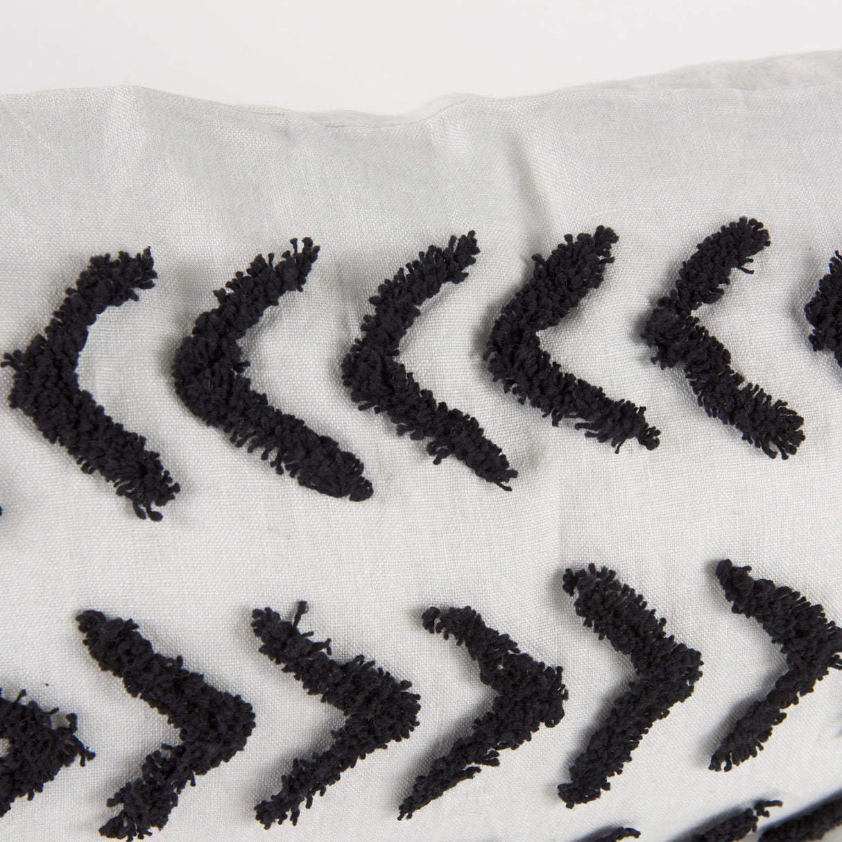 Kimia 14L x 26W White and Black Fabric Herringbone and Fringed Decorative Pillow Cover from Mercana - Luna Furniture