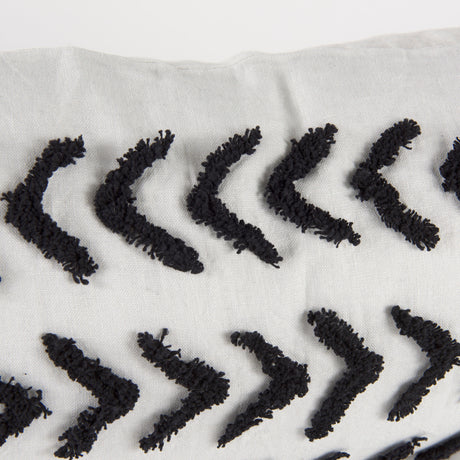 Kimia 14L x 26W White and Black Fabric Herringbone and Fringed Decorative Pillow Cover from Mercana - Luna Furniture