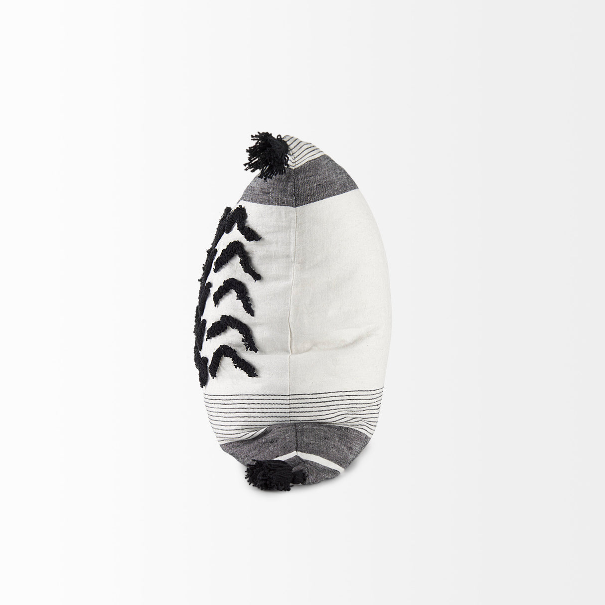 Kimia 20L x 20W White and Black Fabric Herringbone and Fringed Decorative Pillow Cover from Mercana - Luna Furniture