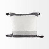 Kimia 20L x 20W White and Black Fabric Herringbone and Fringed Decorative Pillow Cover from Mercana - Luna Furniture