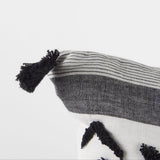 Kimia 20L x 20W White and Black Fabric Herringbone and Fringed Decorative Pillow Cover from Mercana - Luna Furniture