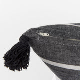 Kimia 20L x 20W White and Black Fabric Herringbone and Fringed Decorative Pillow Cover from Mercana - Luna Furniture