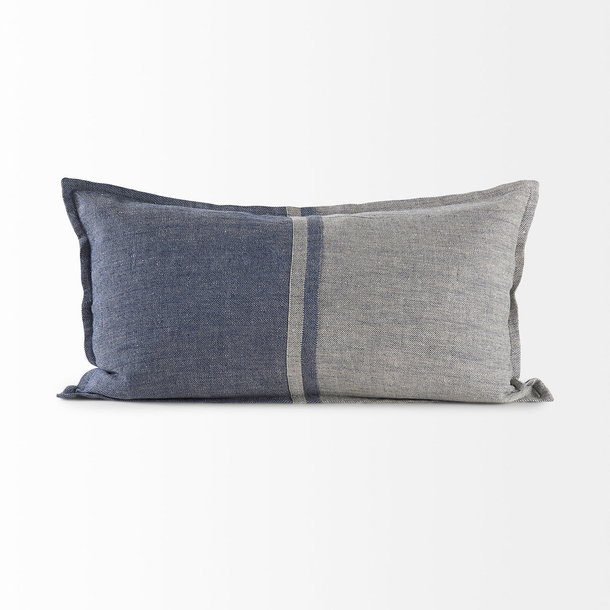 Aubrielle 14L x 26W Gray and Blue Fabric Color Blocked Decorative Pillow Cover from Mercana - Luna Furniture