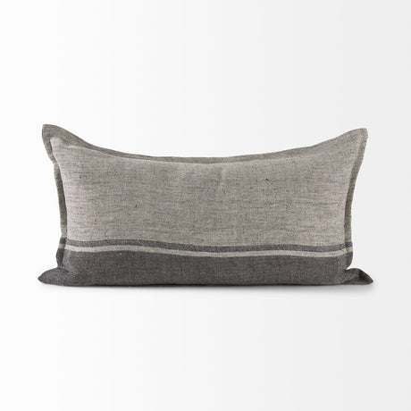 Zadie 14L x 26W Light Gray and Dark Gray Fabric Color Blocked Decorative Pillow Cover from Mercana - Luna Furniture