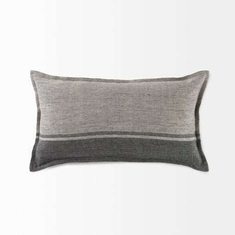 Zadie 14L x 26W Light Gray and Dark Gray Fabric Color Blocked Decorative Pillow Cover from Mercana - Luna Furniture