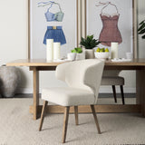 Niles 22.5L x 24.0W x 32.0H Cream Fabric Seat W/ Medium Brown Wooden Legs Wingback Dining Chair from Mercana - Luna Furniture