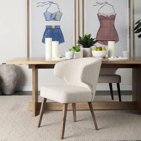 Niles 22.5L x 24.0W x 32.0H Cream Fabric Seat W/ Medium Brown Wooden Legs Wingback Dining Chair from Mercana - Luna Furniture