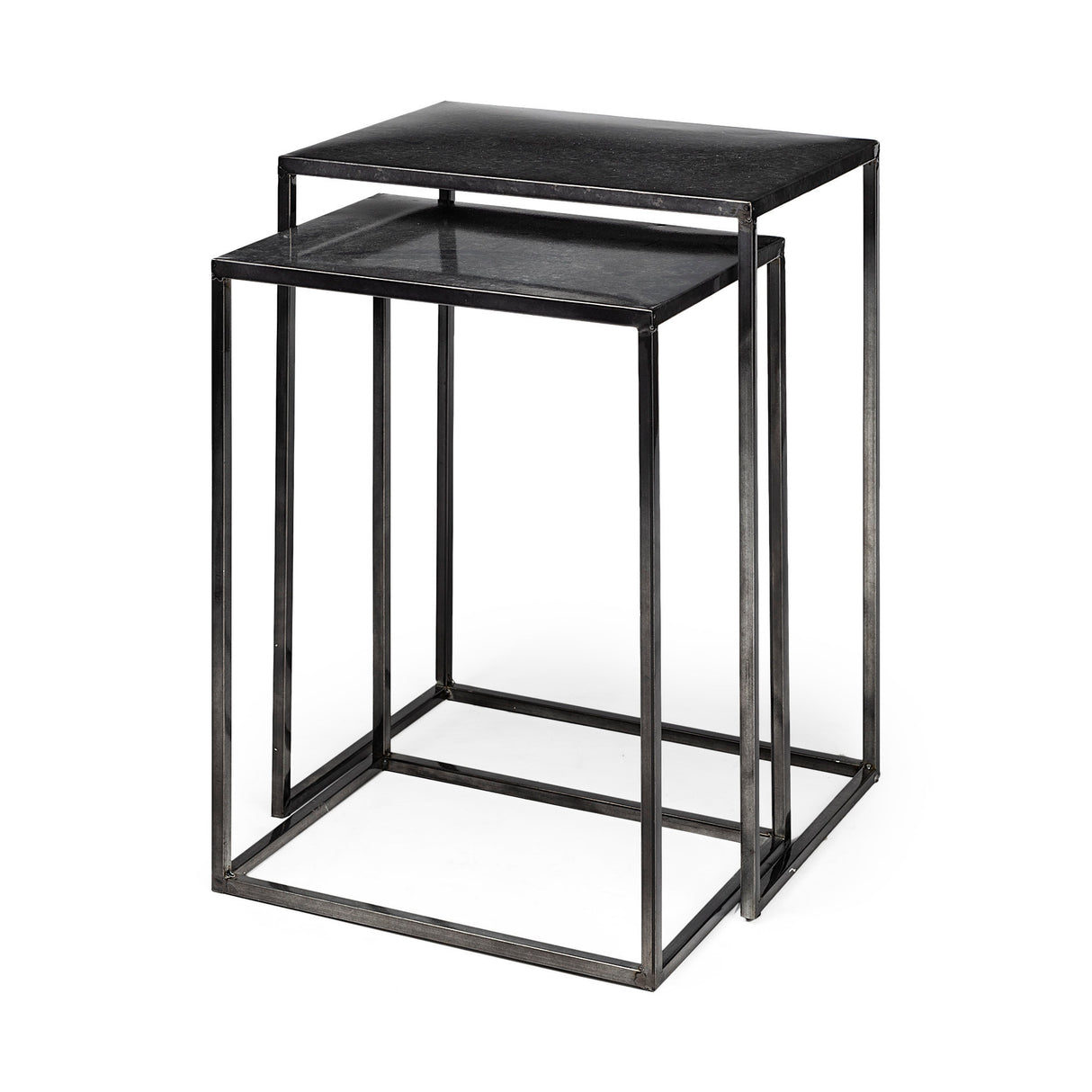 Kasey (Set of 2) 17.7L x 12.6W x 24.4H Galvanized Metal Nesting Accent Tables from Mercana - Luna Furniture