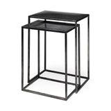 Kasey (Set of 2) 17.7L x 12.6W x 24.4H Galvanized Metal Nesting Accent Tables from Mercana - Luna Furniture