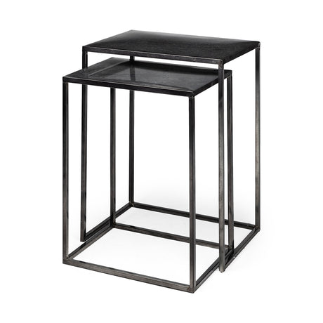 Kasey (Set of 2) 17.7L x 12.6W x 24.4H Galvanized Metal Nesting Accent Tables from Mercana - Luna Furniture
