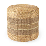 Maya 17.7L x 17.7W x 17.7H Light Brown W/Medium Brown Stripes Seagrass Round Pouf from Mercana - Luna Furniture