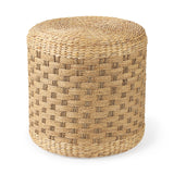 Michelle 17.7L x 17.7W x 17.7H Light Brown Woven Seagrass Round Pouf from Mercana - Luna Furniture