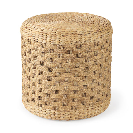 Michelle 17.7L x 17.7W x 17.7H Light Brown Woven Seagrass Round Pouf from Mercana - Luna Furniture