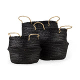 Ella (Set of 3) Black Seagrass Basket W/ Light Brown Handles from Mercana - Luna Furniture