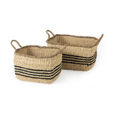Emma (Set of 2) Light Brown Seagrass Rectangular Basket W/ Black Stripes from Mercana - Luna Furniture