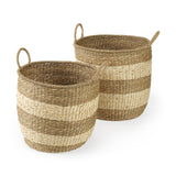 Bradley (Set of 2) Light Brown W/Striped Seagrass Basket W/ Handles from Mercana - Luna Furniture
