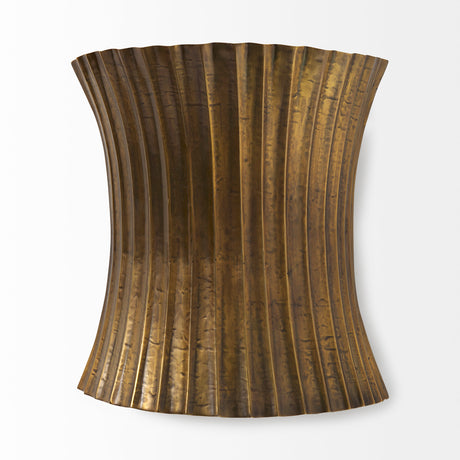 Letitia 10.5L x 5.5W x 11.0H Gold Hammered Metal Fan Wall Sconce from Mercana - Luna Furniture