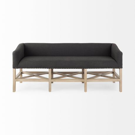 Bergen 60.0L x 19.0W x 25.5H Dark Gray Fabric W/ Light Brown Wooden Base Accent Bench from Mercana - Luna Furniture