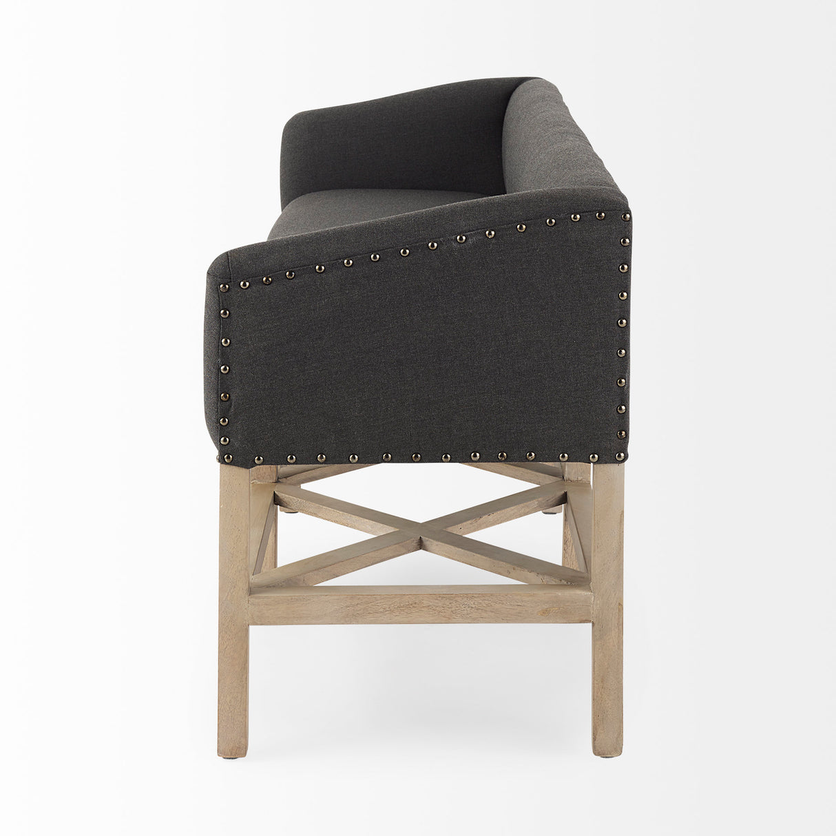 Bergen 60.0L x 19.0W x 25.5H Dark Gray Fabric W/ Light Brown Wooden Base Accent Bench from Mercana - Luna Furniture