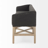 Bergen 60.0L x 19.0W x 25.5H Dark Gray Fabric W/ Light Brown Wooden Base Accent Bench from Mercana - Luna Furniture