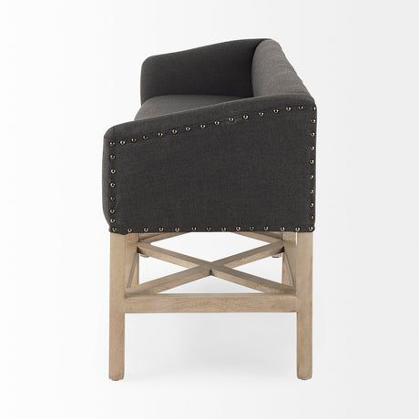 Bergen 60.0L x 19.0W x 25.5H Dark Gray Fabric W/ Light Brown Wooden Base Accent Bench from Mercana - Luna Furniture