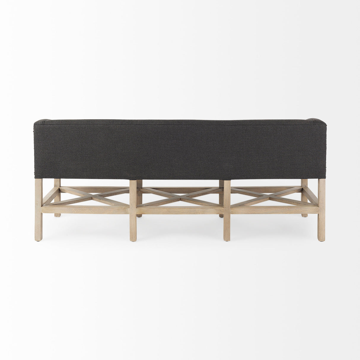 Bergen 60.0L x 19.0W x 25.5H Dark Gray Fabric W/ Light Brown Wooden Base Accent Bench from Mercana - Luna Furniture