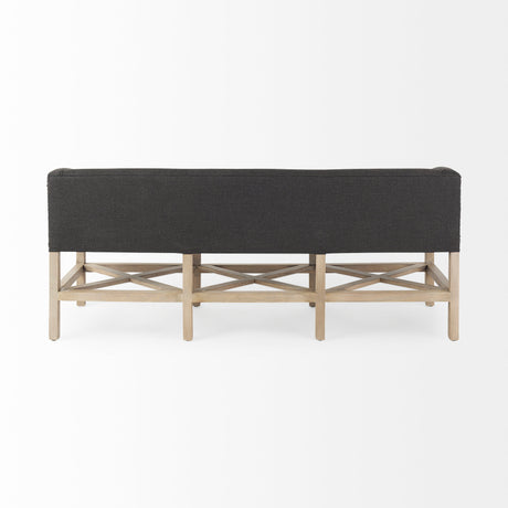 Bergen 60.0L x 19.0W x 25.5H Dark Gray Fabric W/ Light Brown Wooden Base Accent Bench from Mercana - Luna Furniture
