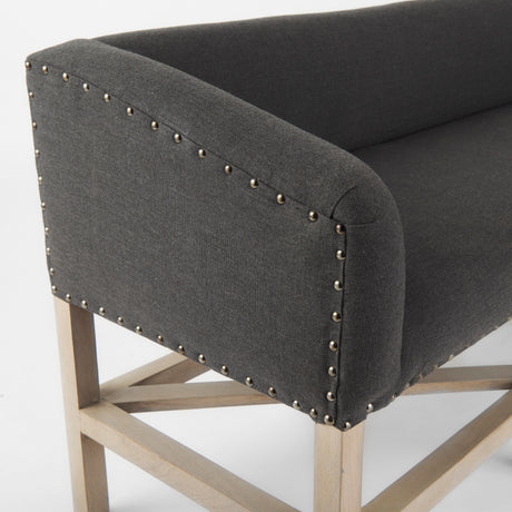 Bergen 60.0L x 19.0W x 25.5H Dark Gray Fabric W/ Light Brown Wooden Base Accent Bench from Mercana - Luna Furniture