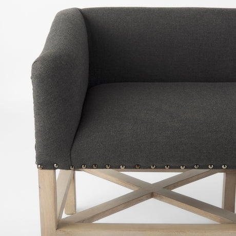 Bergen 60.0L x 19.0W x 25.5H Dark Gray Fabric W/ Light Brown Wooden Base Accent Bench from Mercana - Luna Furniture