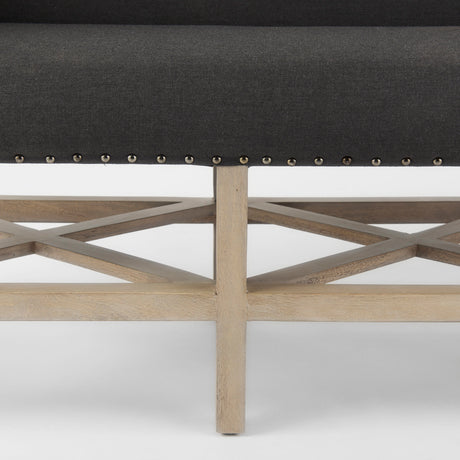Bergen 60.0L x 19.0W x 25.5H Dark Gray Fabric W/ Light Brown Wooden Base Accent Bench from Mercana - Luna Furniture