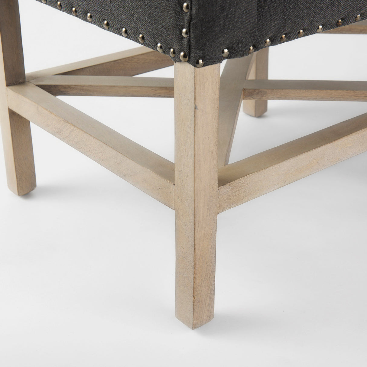 Bergen 60.0L x 19.0W x 25.5H Dark Gray Fabric W/ Light Brown Wooden Base Accent Bench from Mercana - Luna Furniture