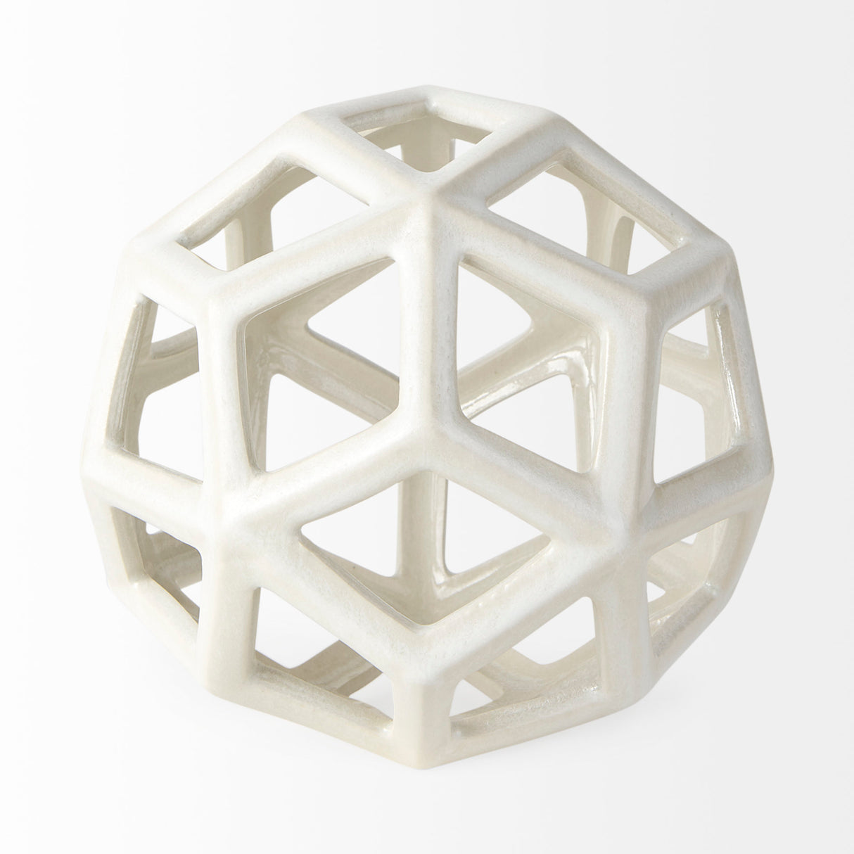 Geom 7.1L x 7.1W x 7.1H White Ceramic Geometric Object from Mercana - Luna Furniture