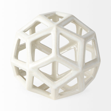 Geom 7.1L x 7.1W x 7.1H White Ceramic Geometric Object from Mercana - Luna Furniture