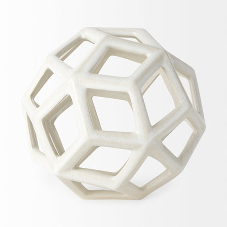 Geom 7.1L x 7.1W x 7.1H White Ceramic Geometric Object from Mercana - Luna Furniture