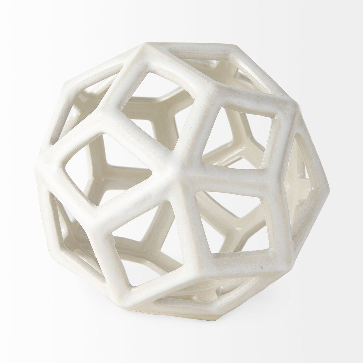 Geom 7.1L x 7.1W x 7.1H White Ceramic Geometric Object from Mercana - Luna Furniture