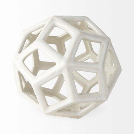 Geom 7.1L x 7.1W x 7.1H White Ceramic Geometric Object from Mercana - Luna Furniture