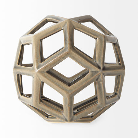 Geom 7.1L x 7.1W x 7.1H Tan Ceramic Geometric Object from Mercana - Luna Furniture